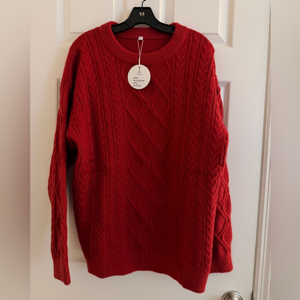 Red Cable Knit Sweater